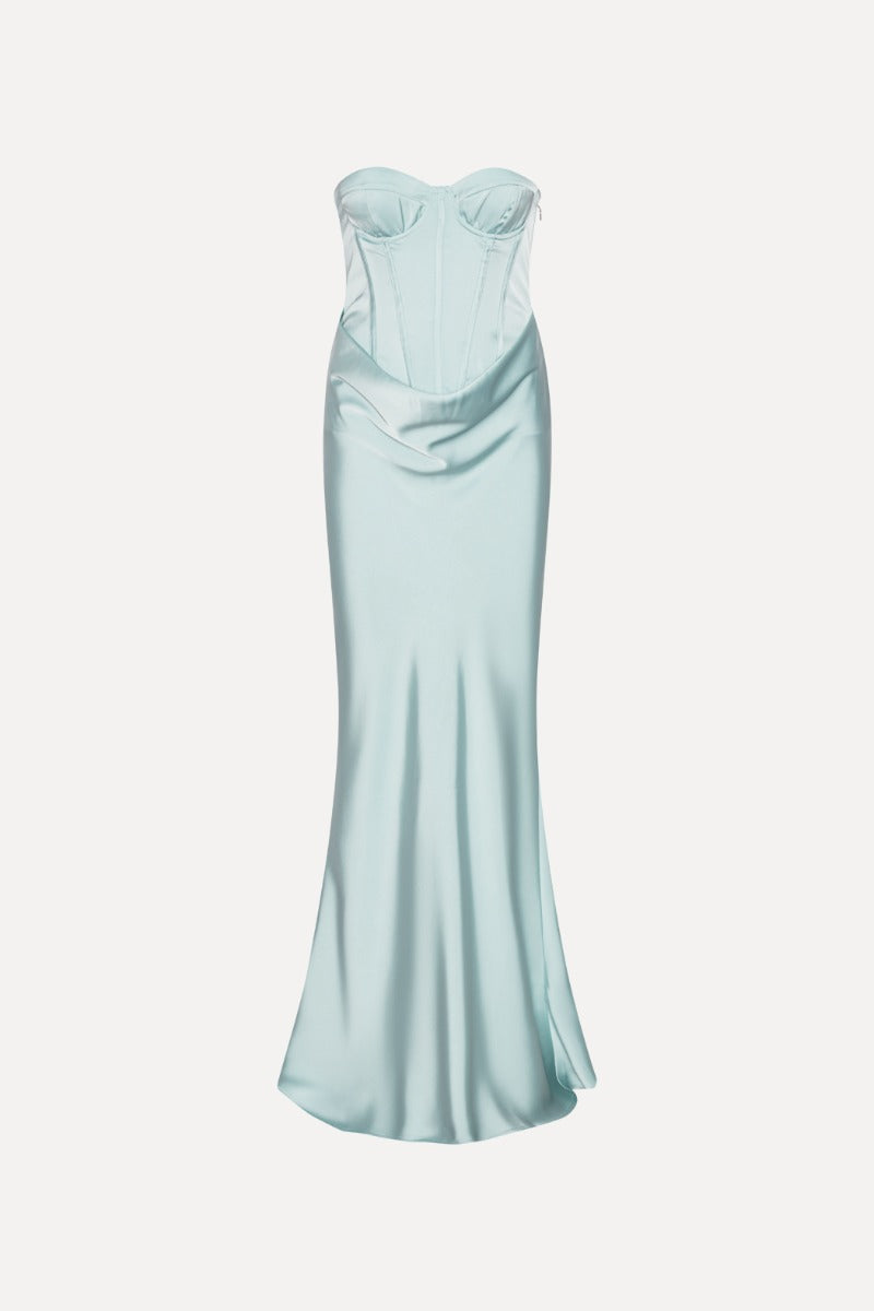 SATIN CORSET MAXI DRESS LIGHT BLUE – Marcelle Lifestyle