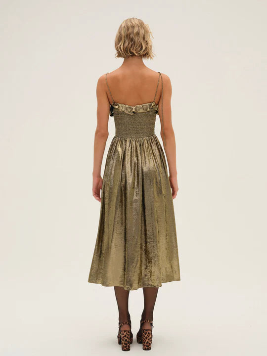 for love and lemons bethany midi dress For Love & Lemons Bethany Metallic Midi Dress In Gold - 65% Off