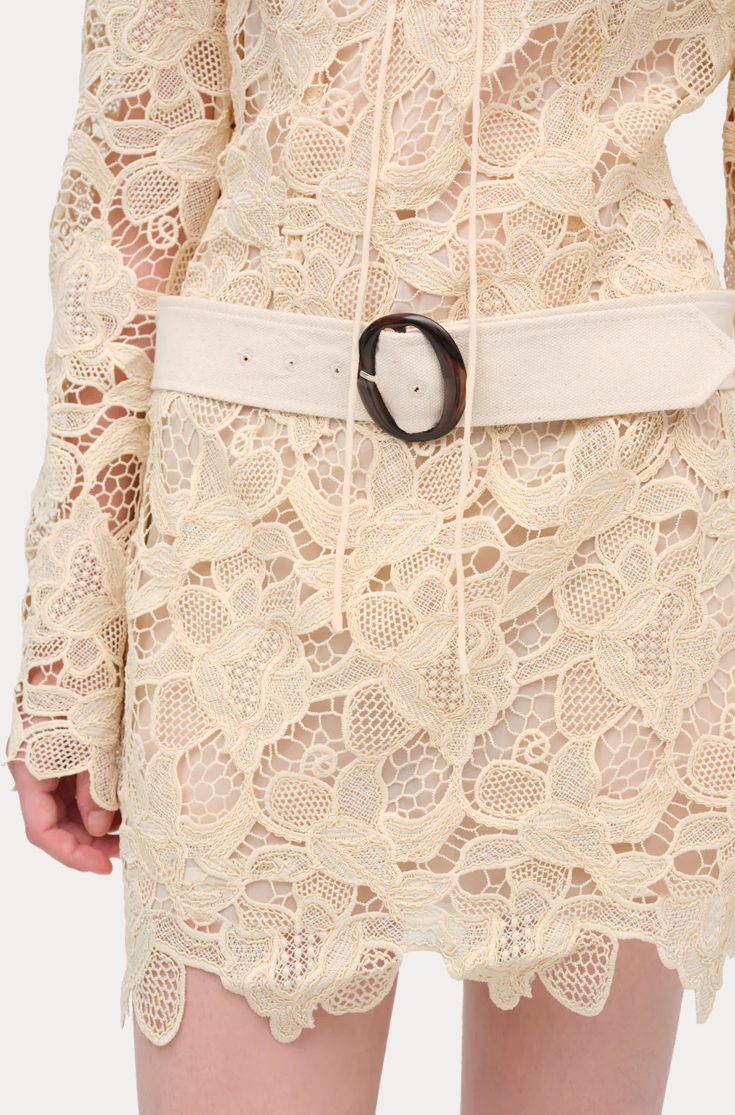 coco lace dress For Love & Lemons lace mini dress in cream-Neutral